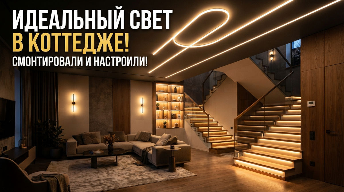 Чистовой монтаж электрики в гостиной коттеджа: кейс и руководство